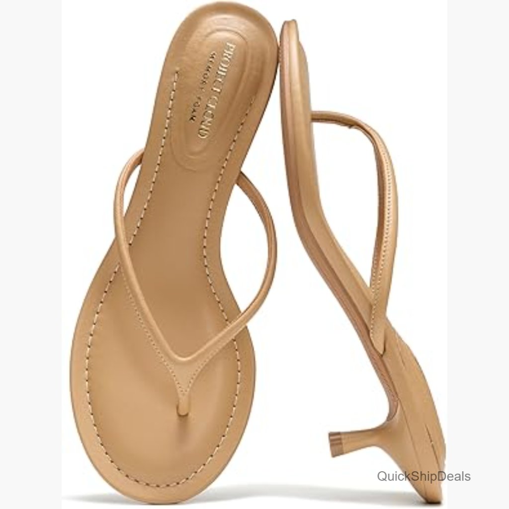Genuine Leather Kitten Heel Sandals With Memory Foam